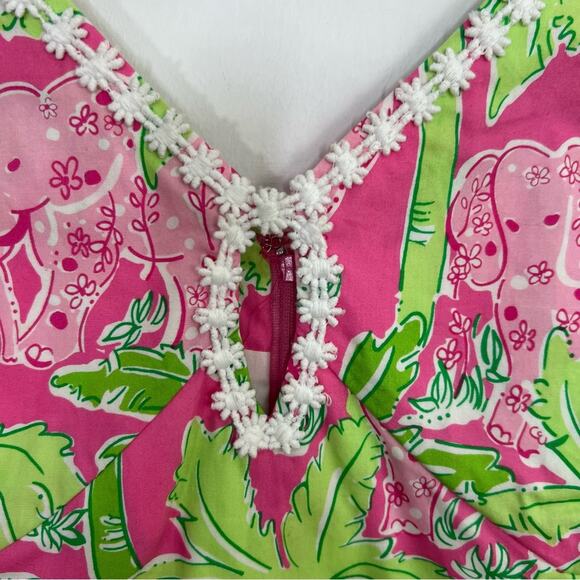 Vintage Lilly Pulitzer Taboo Pink Elephant Print Keyhole Shift Dress Size 10 - Picture 4 of 14
